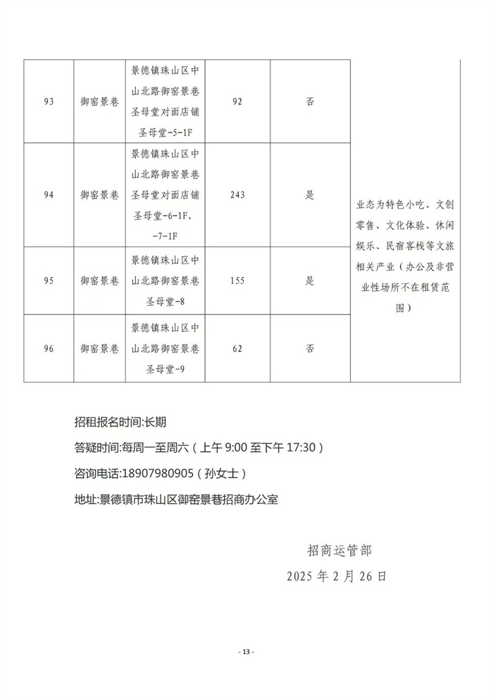 市古鎮(zhèn)商旅文公司御窯景巷街區(qū)現(xiàn)有商鋪掛網招租公告